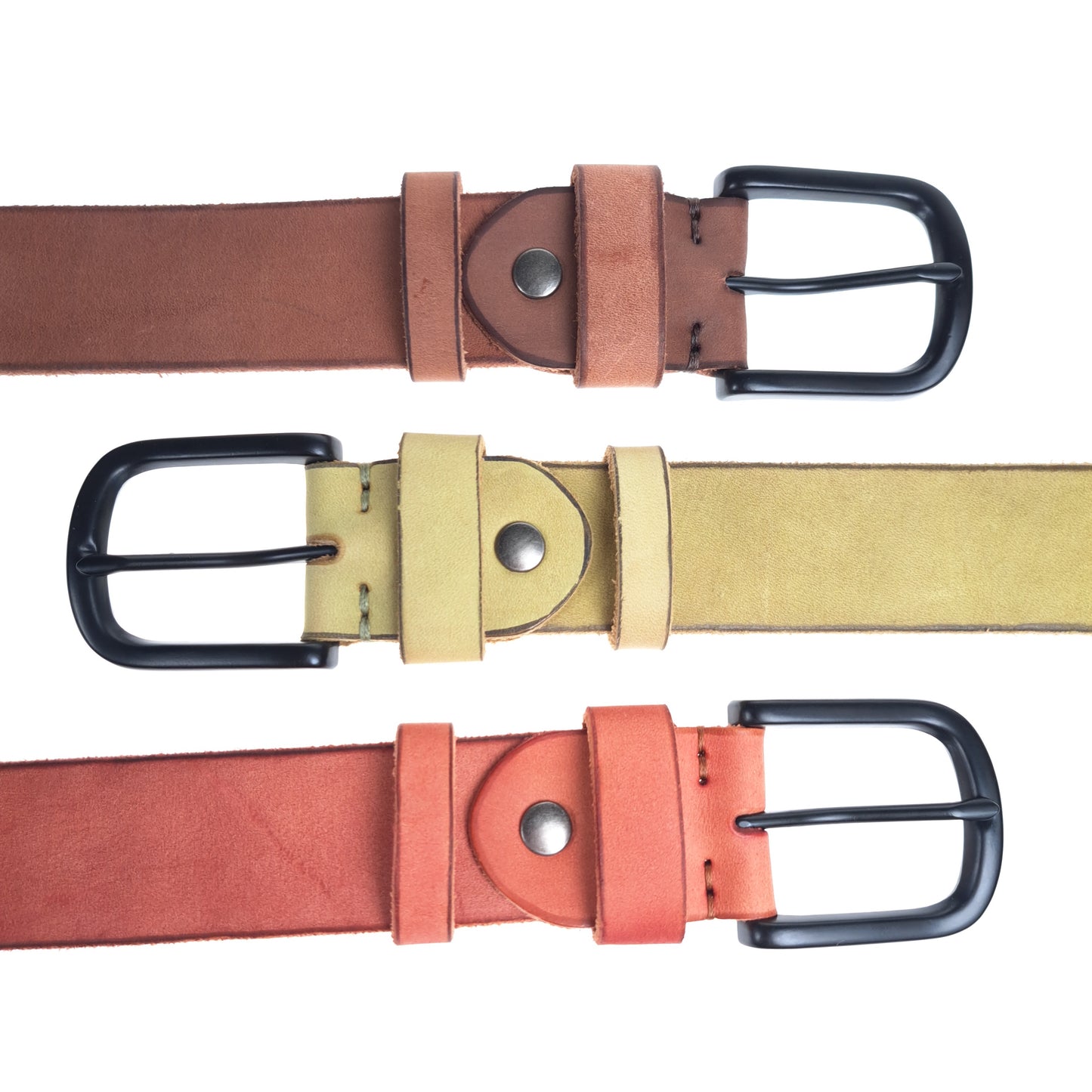 Riem - Full grain leer - Bruin, roodbruin & olijfgroen