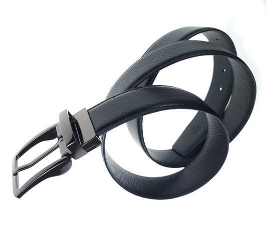 Riem Zwart - Echt Leder - Gesp Gun Metal of Zilver